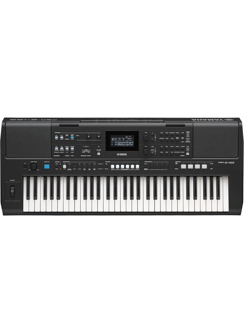 YAMAHA ياماها PSR-E483، لوحة مفاتيح محمولة بحساسية اللمس 61 مفتاح مع صوت، حامل موسيقي ومحول طاقة - Image 2